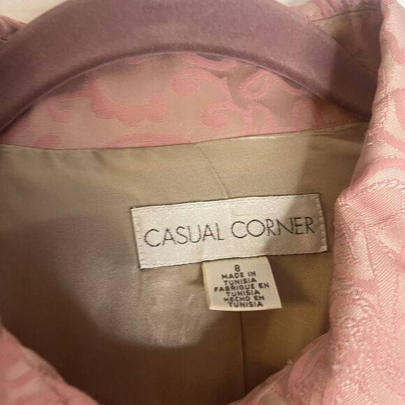 Casual Corner Womans Pink Jacquard Button Down Collared Jacket size 8 - Picture 4 of 7